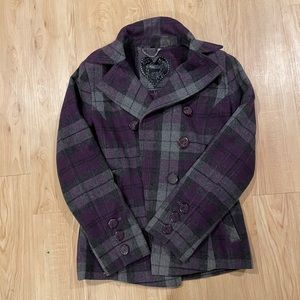 Vintage Purple plaid guess pea coat